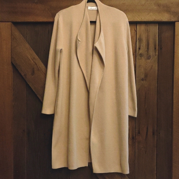 Chicwish Tan Open Front Knit Long Sleeve Coatigan Cardigan - Picture 3 of 6